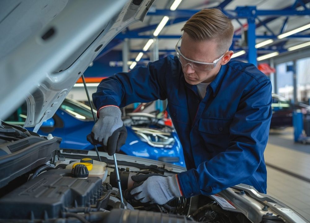 mechanic oil change at Schoonover Body Works oil change service engine